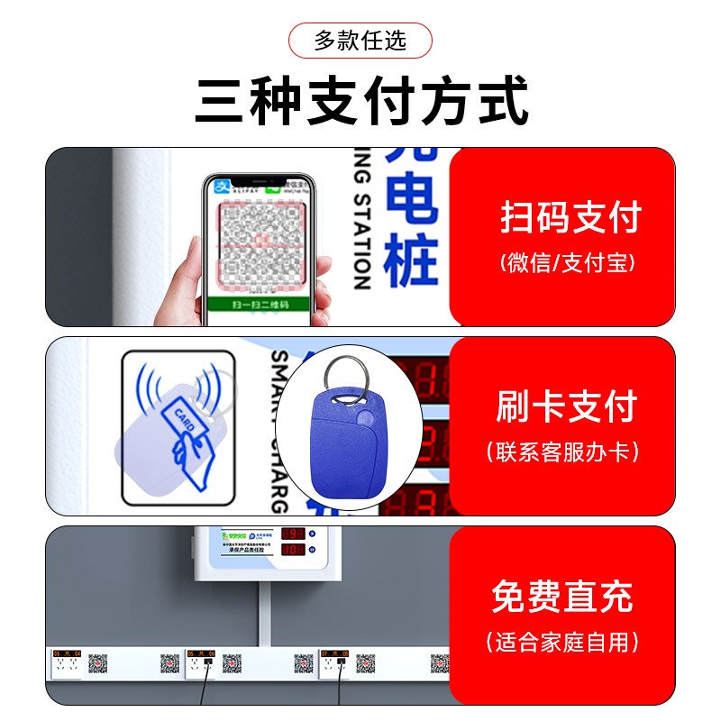 皇驰车充电桩电动车扫码智能小区刷卡器插座家用出租房充电站