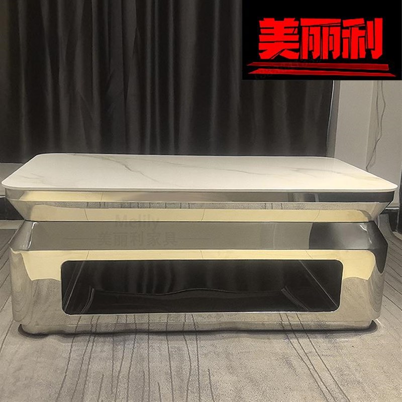 新款KTV茶几酒吧镜面会所钢化玻璃岩板大理石散台卡座专用酒吧桌