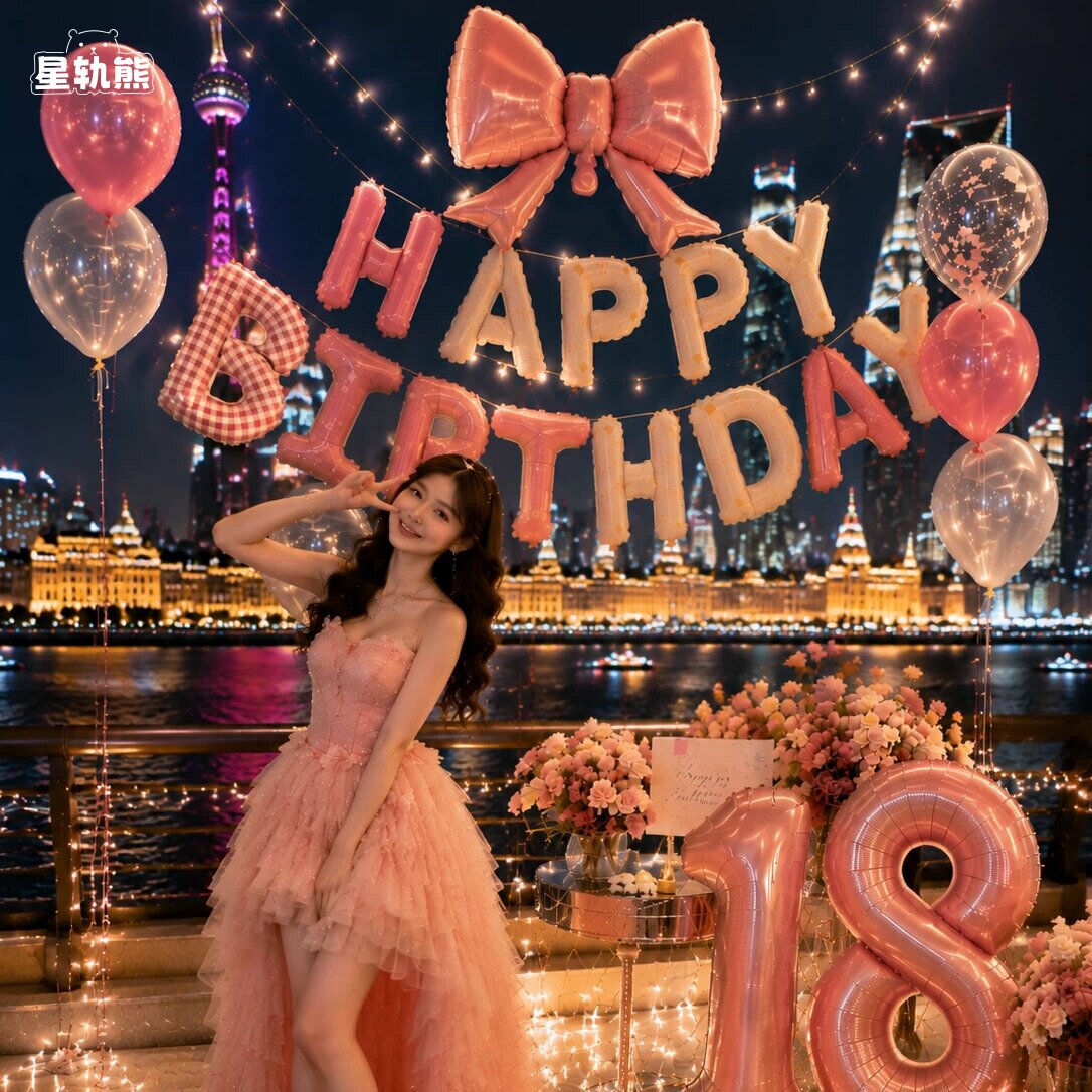 生日布置装饰场景气球18女孩拍照道具氛围感酒店包厢背景墙套装图片