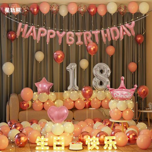 18岁生日场景布置装饰成年礼女孩女生快乐仪式感会场派对十八气球