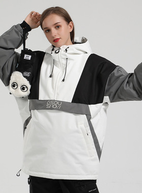 新款冬季滑雪服女防风防水保暖时尚拼色单板双板雪服外套情侣男女