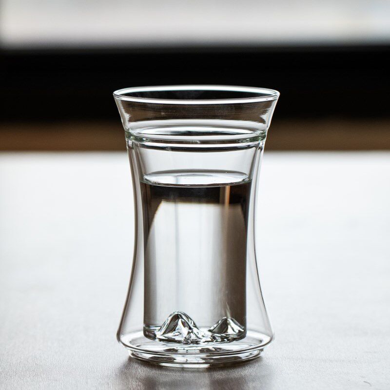 观山杯绿茶杯双层隔热玻璃杯耐高温办公室个人喝茶专用水杯山峦杯