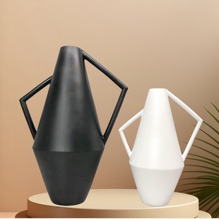 现代简约北欧黑白几何一提花瓶摆件客厅样板间电视柜桌面家居饰品