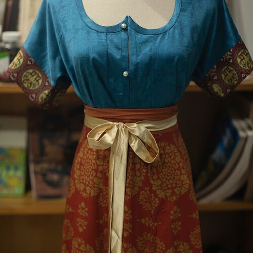 青泠谷仿唐代壁画PP领圆领大襟两穿复原两穿背子汉服