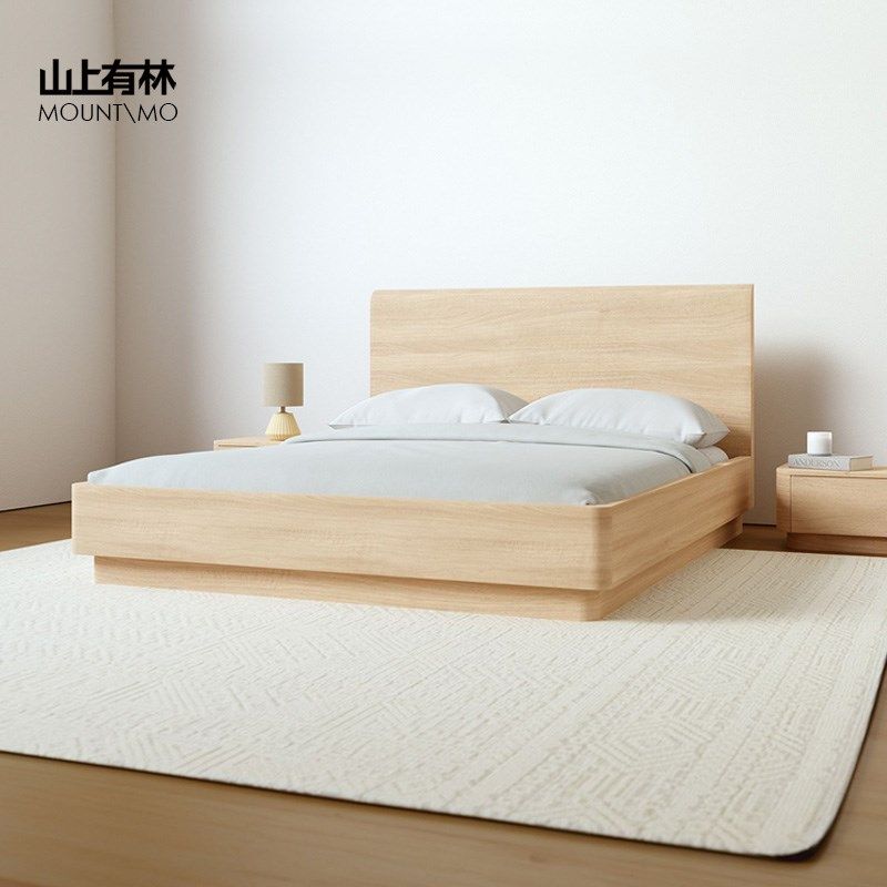山上有林黑胡桃木北欧风现代简约床白橡木单人大床矮床实木双人床