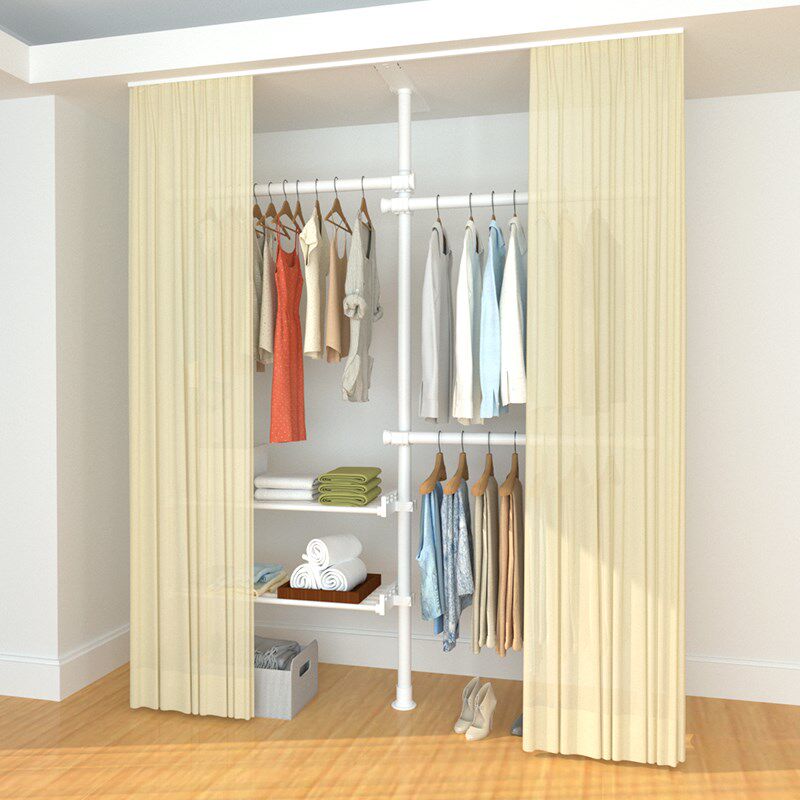 顶天立地晾衣架卧室落地挂衣架置衣架免打孔伸缩衣帽间衣柜置物架