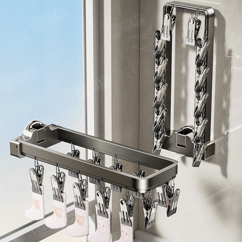 吸盘折叠袜子晾晒架家用婴儿衣架晾衣架多夹子晒袜子阳台袜夹