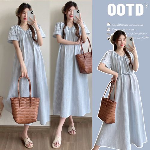 孕妇装夏装时尚简约短袖连衣裙夏季怀孕裙子宽松休闲长裙夏孕妇裙