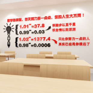 墙贴纸励志墙面教室布置装 饰班级文化建设 365次方数学公式 1.01