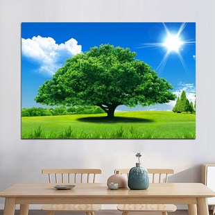 大树绿树风景画现代简约树木树林客厅餐厅挂画家居装饰画玄关贴画