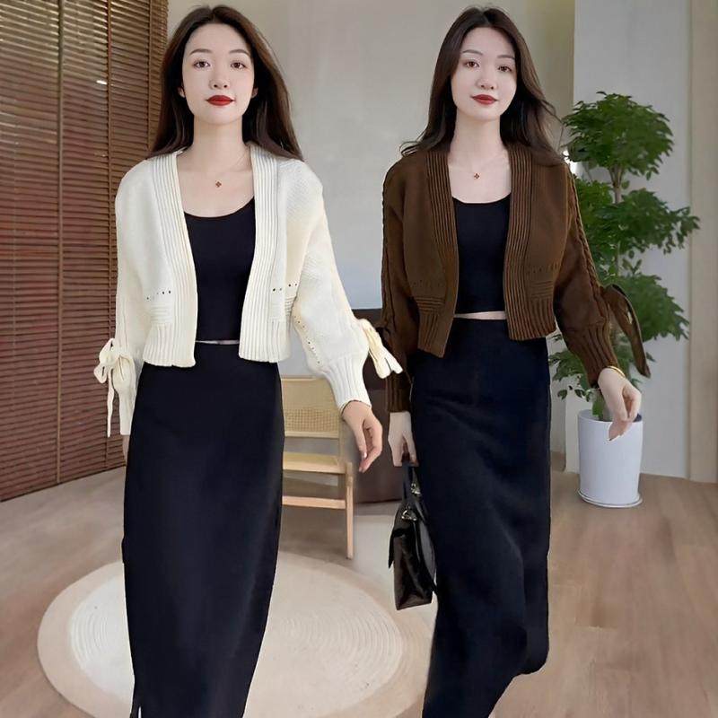 灯笼袖毛衣外套女秋2025新款洋气高腰针织开衫外搭短款高级感上衣图片