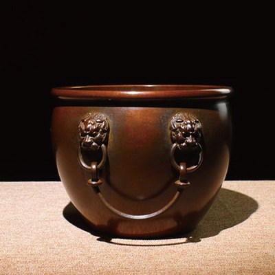 铜香炉纯铜复古黄k铜宣德炉檀香盘香线香沉香炉茶道熏香大号老铜