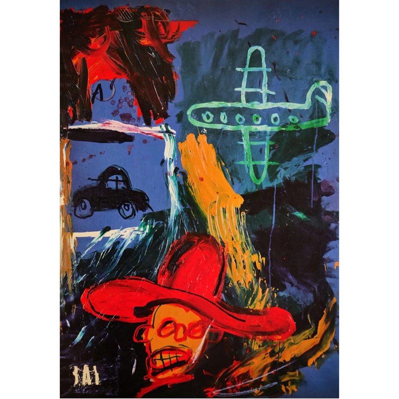 蹬红走绿巴斯奎特 街头潮流个性N涂鸦艺术家海报装裱