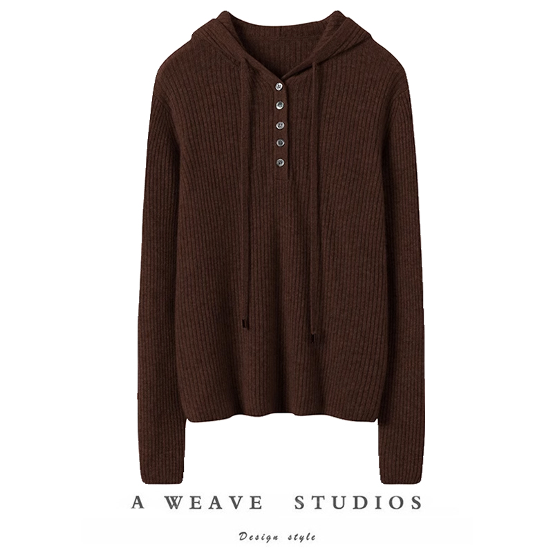 太爱了!随便穿搭~连帽羊绒衫女纯山羊绒毛衣针织打底衫秋冬帽衫