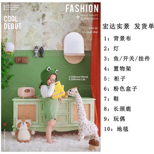 儿童实景制作摄影棚道具影楼实景影棚装K修新款韩式拍照实景小童