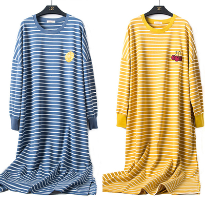 秋冬季新款纯棉睡衣女长袖睡裙加厚长款加肥加N大码200斤胖m孕妇