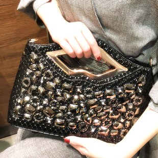 镶钻手拿包女上新小包包2021新款 单肩小挎包潮 带钻闪亮手提包时尚