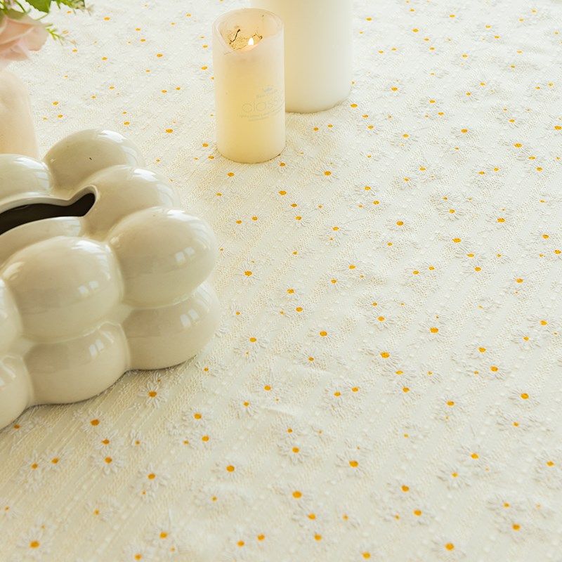 小雏菊防水防油棉麻布艺桌布小新田园in风茶几书桌阳台餐桌布