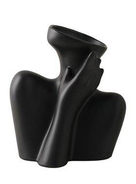 陶瓷瓶客厅插级感设计黑色现代样板间极简艺术软装饰品