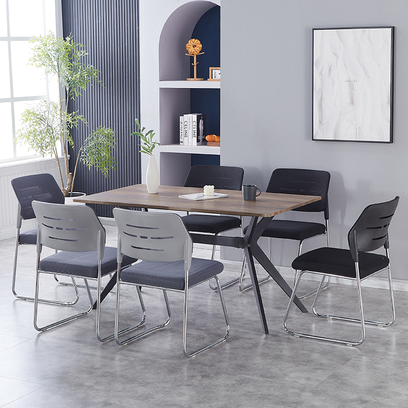 现代办公会议椅无扶手会客椅透气网布职员电脑椅培训椅免安装