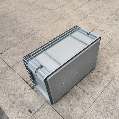 **2物流箱灰色周转箱工件配货电子产品装配盒蓝色翻盖框