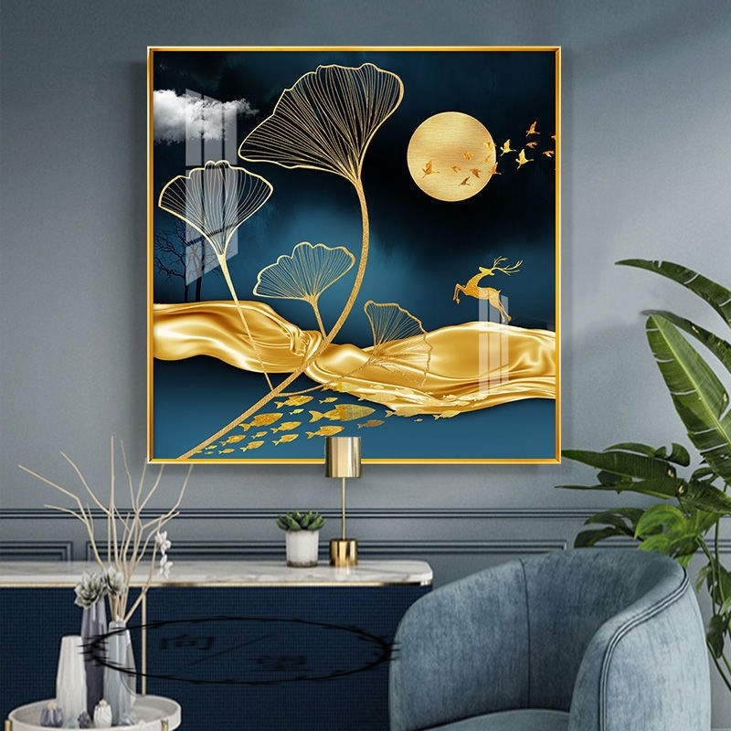 正方形挂画餐厅装饰画玄关画简约现代客厅挂画背景墙走廊过道壁画图片