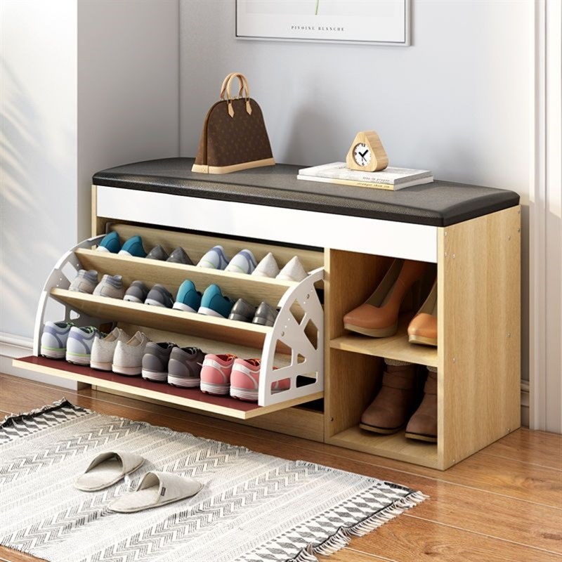入门鞋柜坐凳一体家用门口带换鞋凳坐软包坐垫进门穿鞋凳翻斗架