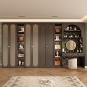 新实木卧室一门到顶现代藤编大衣橱