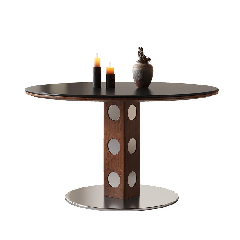 馨佰利伯格岩板餐桌椅新款家用小户型圆桌复古风桃小饭桌,住宅家具,岩板餐桌,淘宝优惠券,粉丝福利购,淘宝优惠卷