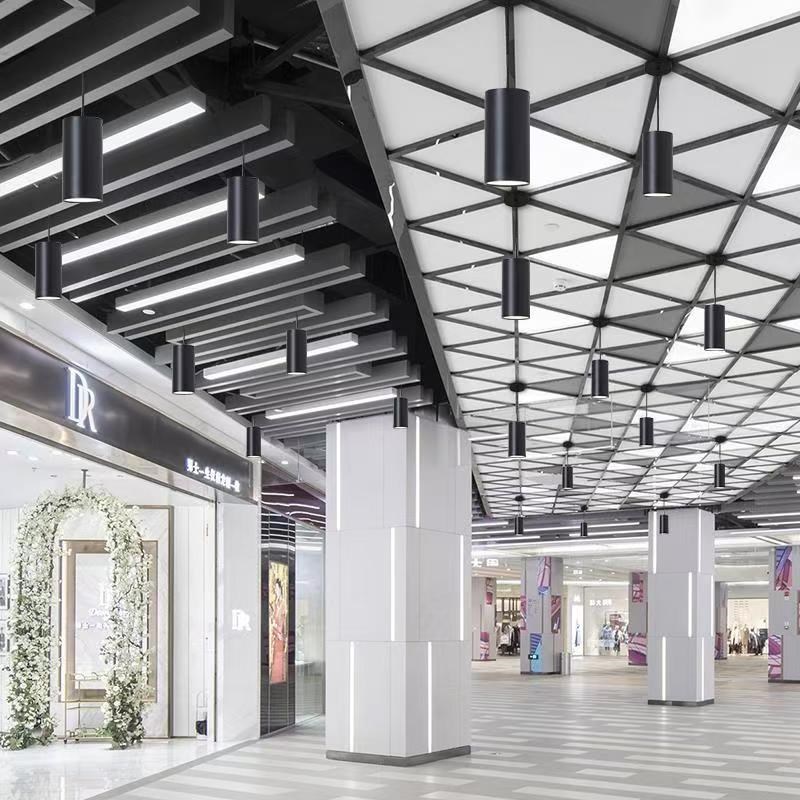 led吊线射灯明装筒灯长筒圆柱形餐厅吊灯商用过道办公楼吊装筒灯