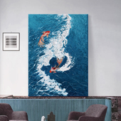 乘风破浪肌理画材料全锦鲤红海浪石英砂丙烯画手工解闷