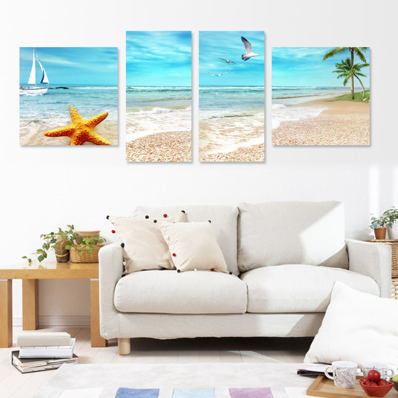 沙发后背景墙壁装饰画客厅现代简约无框画组合海上日出办公室挂画