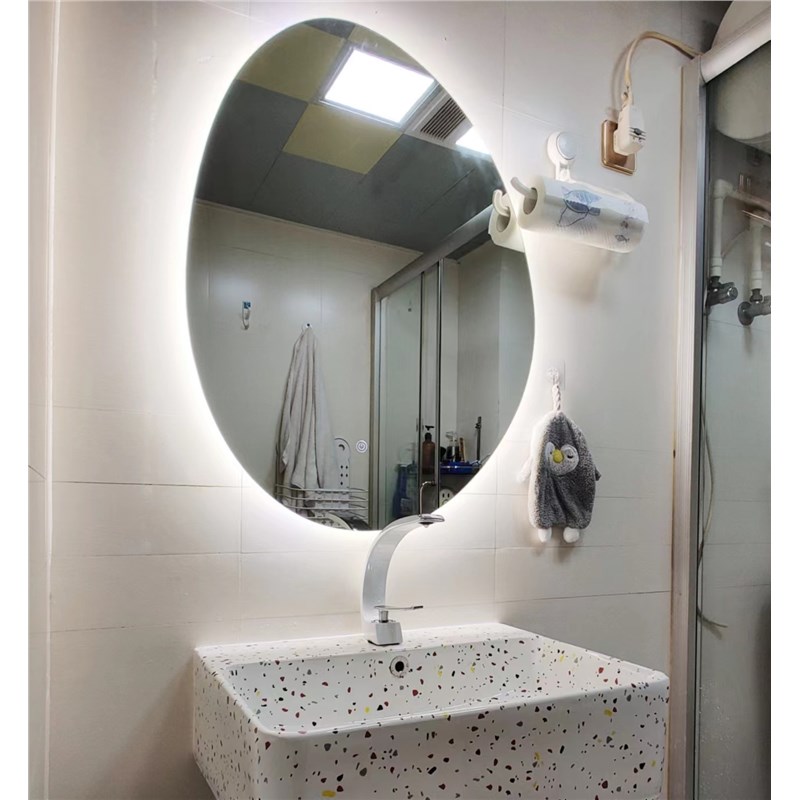 不规则异形镜子卫生间智能镜梳妆镜子挂墙式洗手台led灯镜艺术镜