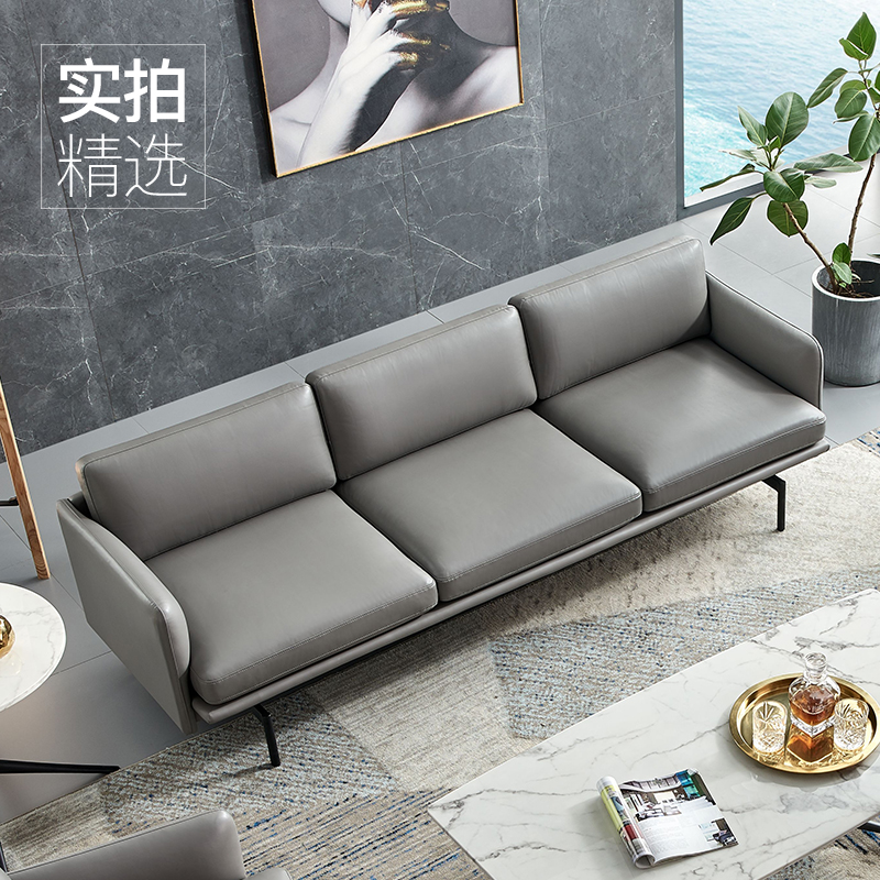 简约现代加厚西皮沙发办公室商务接待三人位酒店办公沙发组合家具