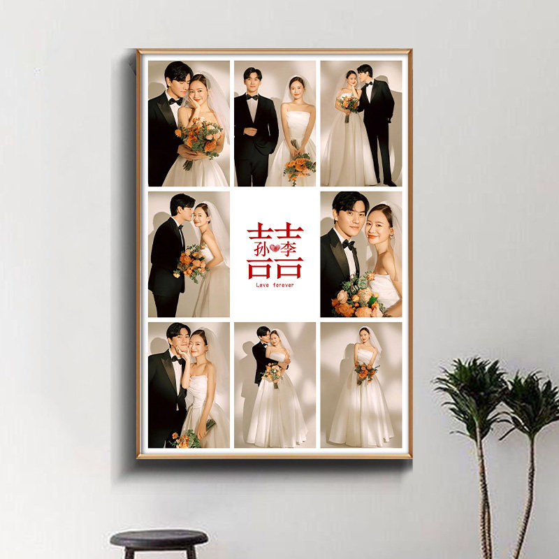 时光有约九宫格相框定制婚纱照放大挂墙多宫格diy创意结婚照片墙图片
