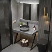 浴室柜洗脸池洗手盆柜岩板小户型洗漱台落地式 面盆