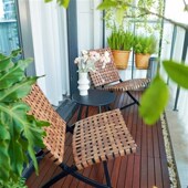 汉娜阳台桌椅 园藤椅阳台一桌两椅现代休闲藤编靠背三件