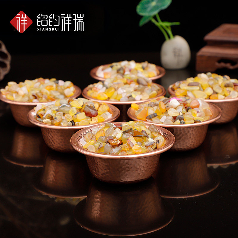 加厚铜皮打水碗供水杯供水碗净水碗紫铜红铜供品藏传个