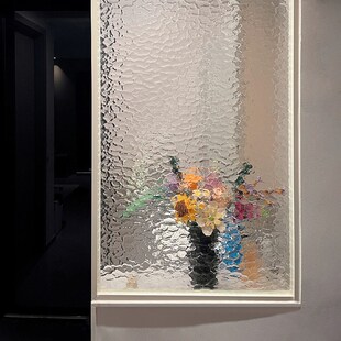 半墙超白银波纹石头纹钢化艺术玻璃屏风浴室洗手台干区