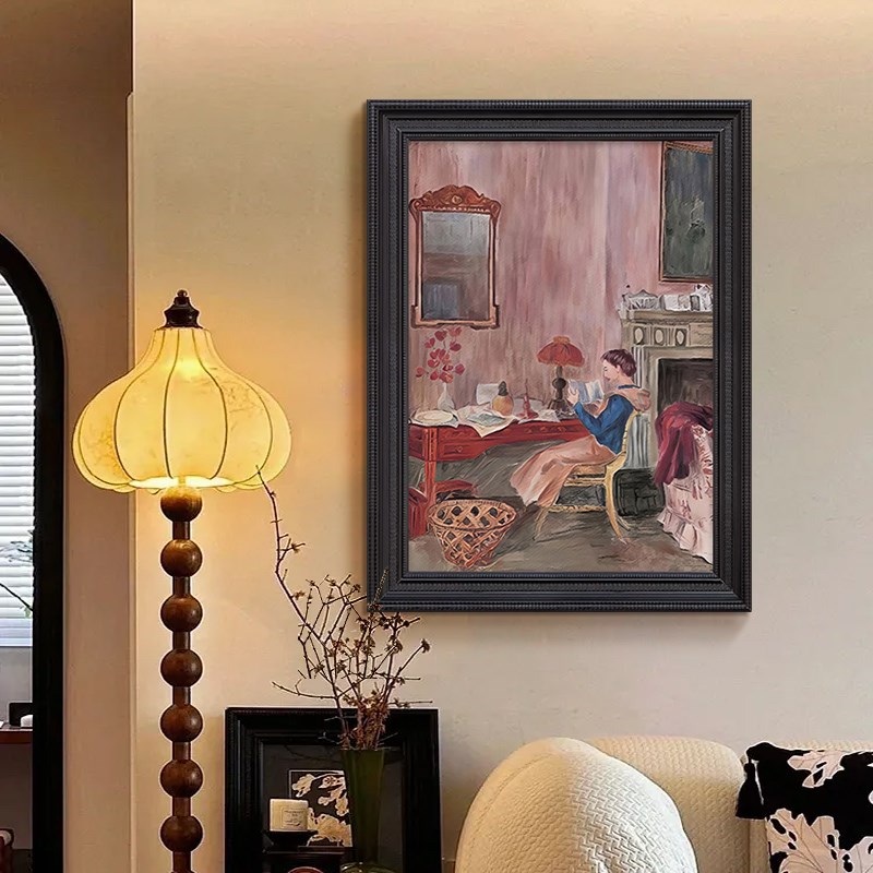 法式中古风孔雀卧室装饰画客厅挂画静物风景玄关艺术壁画手绘油画图片