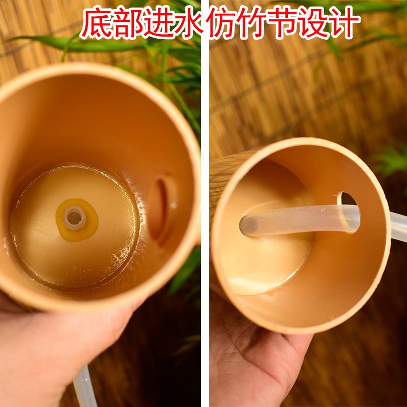 PVC流水摆件养鱼缸水循环水竹子造景招财客厅 圆形缸过滤器流水器