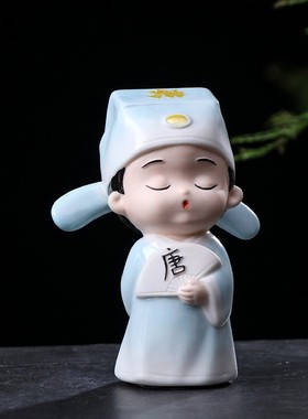 创意手工艺品唐伯虎点秋香陶瓷人物家居客厅办公室桌面礼品小摆件