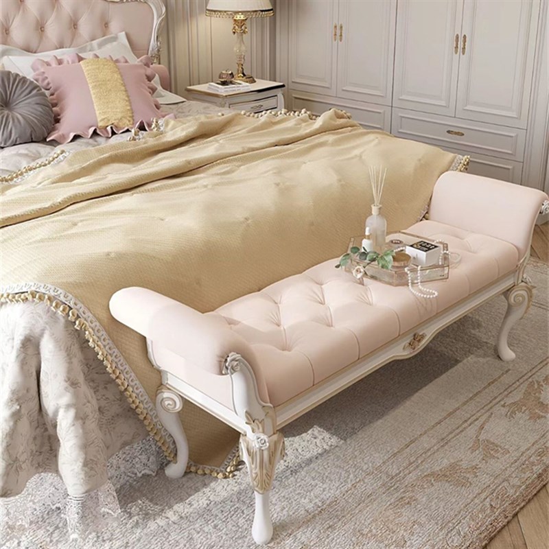 法式轻奢宫廷实木雕花双人床奢华别墅大平层主卧1.8米粉色公主床