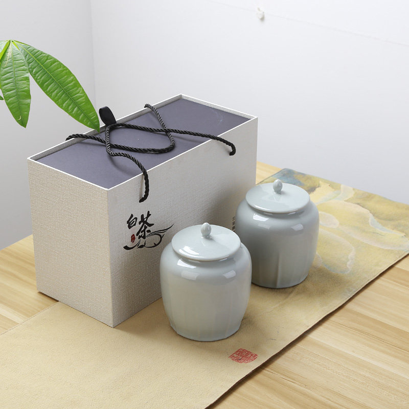 白茶礼盒包装空盒陶瓷茶叶罐密封安吉白茶包装盒福鼎白茶包装通用图片