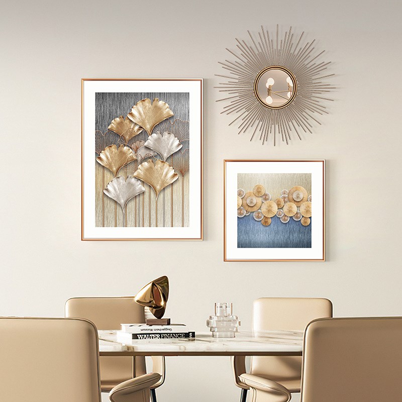 餐厅装饰画现代轻奢饭桌背景墙面挂画欧式简约高级感大气饭厅壁画图片