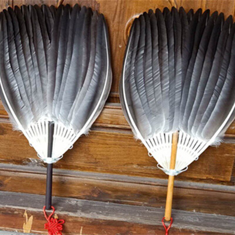 诸葛亮孔明的扇子 雁鸥雁毛鹅毛扇子 男乌木柄诸葛亮孔明羽毛扇子