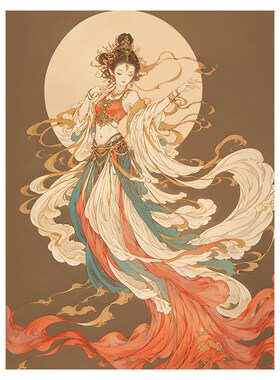 敦煌飞天数字油画di新款填涂色高级感国风手绘丙烯油彩画画