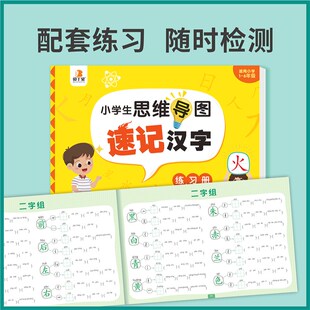 贝丁兔小学速记汉字手卡小学生思维导图一年级识字卡片升级汉子