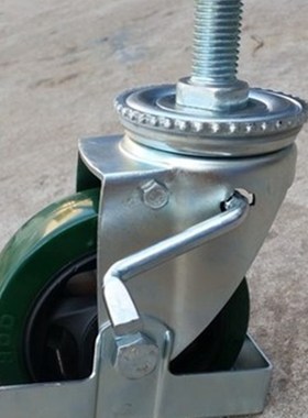 厚德轮油桶车堆高车升高寸丝杆刹车防撞框脚轮u万向轮