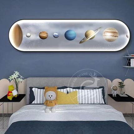 宇宙星球儿童房装饰画LED氛围灯画男孩房间墙面壁饰卧室床头挂画